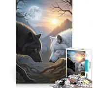 Rompecabezas de 1000 Piezas para Adultos Lobos Mirando fijamente a un Animal Juegos Familiares Corte de precisión Colección de Artistas Bellas Artes 50x75cm