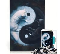 Rompecabezas de 1000 Piezas para Adultos Lobos Yin Yang Juguetes para armar interacción Entre Padres e Hijos fortalece el Amor Entre Parejas 38x26cm