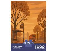 Rompecabezas De 1000 Piezas para Adultos London Bus Stop Illustration Rompecabezas para Adultos Juego De Ingenio Carrera De Velocidad De Manos Regalos para Reducir El Estrés 38x26cm/1000pcs
