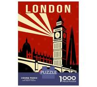 Rompecabezas De 1000 Piezas para Adultos London Vintage Travel Rompecabezas para Adultos Juguetes Antiestrés Patrón De Ensamblaje Cumpleaños 38x26cm/1000pcs