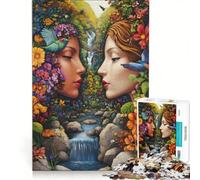 Rompecabezas de 1000 Piezas para Adultos Los rostros de Dos Mujeres Juego de ingenio Ideal para Reducir el estrés y Fortalecer el Amor en Pareja 50x75cm