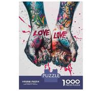 Rompecabezas De 1000 Piezas para Adultos Love Tattooed Hands Holding Rompecabezas para Adultos Juego Familiar Decoración De Pared Oferta como Regalos para Toda La Familia 38x26cm/1000pcs