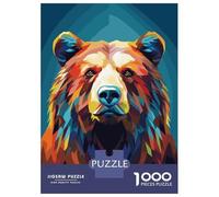 Rompecabezas De 1000 Piezas para Adultos Low Poly Grizzly Bear Rompecabezas para Adultos Juego De Ingenio Regalos para Mujeres Regalos De Cumpleaños 52x38cm/1000pcs