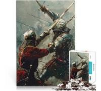 Rompecabezas de 1000 Piezas para Adultos Lucha con Espadas Medievales Juego desafiante con Piezas de Formas aleatorias Que se entrelazan Completamente 38x26cm