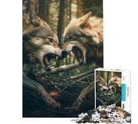 Rompecabezas de 1000 Piezas para Adultos Lucha de Lobos Juguetes educativos Juego de Velocidad para Aprender a Jugar Gran Regalo (tamaño 38x52cm)