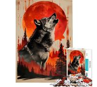 Rompecabezas de 1000 Piezas para Adultos Luna carmesí Llamada del Lobo Actividades Divertidas en casa Un Juego de ingenio y una Obra de Arte para Mayores de 14 años 50x75cm