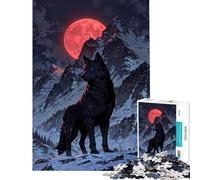 Rompecabezas de 1000 Piezas para Adultos Luna de Sangre Alfa︰ Rey de la Montaña Lobo Difícil y desafiante Juego antiestrés y Relajante Apto para Mayores de 14 años 38x52cm