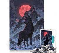 Rompecabezas de 1000 Piezas para Adultos Luna de Sangre Alfa︰ Rey de la Montaña Lobo, Juego práctico, antiestrés, Toda la Familia 38x26cm