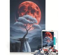 Rompecabezas de 1000 Piezas para Adultos: Luna de Sangre, árbol, Cascada, Paisaje, Juguete Educativo, Mejora la Memoria, cumpleaños y Navidad 38x52cm