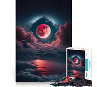 Rompecabezas de 1000 Piezas para Adultos Luna de Sangre Ascendente,Corte Preciso,Diversión,Juego de Lógica,Tiempo de Ocio,Arte de Escena Navideña 38x52cm