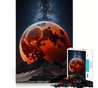 Rompecabezas de 1000 Piezas para Adultos Luna de Sangre Despertada Eclipse Juego de Borde, Juego de Acertijos,Juego de Juego Inactivo,Arte de Escena Navideña 38x52cm