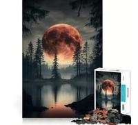 Rompecabezas de 1000 Piezas para Adultos Luna de Sangre sobre el Lago Decoración Limpia y Funcional,Ideal para ejercitar la Mente,Pasar un rato Agradable y Disfrutar de Momentos Festivos Regalo