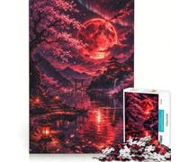 Rompecabezas de 1000 Piezas para Adultos: Luna de Sangre sobre el Valle de los cerezos en Flor Juego práctico, difícil y desafiante Ideal para Decorar el Escritorio 38x26cm