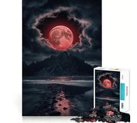 Rompecabezas de 1000 Piezas para Adultos Luna de Sangre sobre Las montañas Decoración de Ajuste, Juego cognitivo Divertido,Juego de Paz,Actividad de cumpleaños 50x75cm