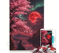 Rompecabezas de 1000 Piezas para Adultos: Luna de Sangre y Serenidad en Flor de Cerezo Juguetes para armar, Actividades Divertidas en casa, Toda la Familia 50x75cm