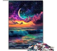 Rompecabezas de 1000 Piezas para Adultos Luna en el mar, 26x38cm, Ideal para Fiestas, cumpleaños y Noches de Juegos en Familia