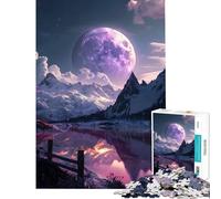 Rompecabezas de 1000 Piezas para Adultos Luna púrpura sobre montañas Juego Imposible Juguete Educativo y Divertido para Mejorar la Memoria (Tamaño 38x52cm)
