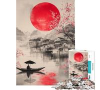 Rompecabezas de 1000 Piezas para Adultos Luna Roja Junto al Río Rompecabezas para Adolescentes Patrón de Montaje Interacción Entre Padres e Hijos Regalos de cumpleaños y únicos 38x26cm