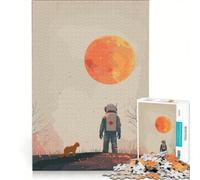 Rompecabezas de 1000 Piezas para Adultos Luna Roja y su Gato Juegos relajantes Corte de precisión Ideal para Decorar el Escritorio 50x75cm