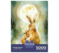 Rompecabezas De 1000 Piezas para Adultos Lunar Snuggles - Rabbit Dreams Boho Woodland Cute Nursery Print Rompecabezas para Adultos Juegos Divertidos Pero Divertidos Y Humorísticos Desafiantes De Comp
