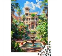 Rompecabezas De 1000 Piezas para Adultos Luxury Mansion Garden Oasis Rompecabezas para Adultos Juego De Ingenio Desafío Difícil Desafiante De Completar 38x26cm/1000pcs