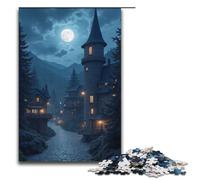Rompecabezas de 1000 Piezas para Adultos Luz de Luna en la Ciudad Antigua Rompecabezas de Madera Juego Educativo para Adultos Juguete de desafío 1000 Piezas (38 x 26 cm)