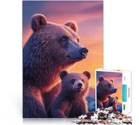 Rompecabezas de 1000 Piezas para Adultos Madre osa y su Cachorro al Atardecer Juego Intelectual Juego Educativo para cumpleaños y Navidad. 75x50cm