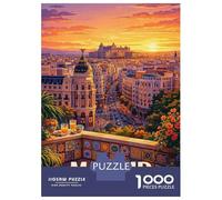 Rompecabezas De 1000 Piezas para Adultos Madrid Cityscape at Sunset Rompecabezas para Adultos Juegos Relajantes para La Diversión Familiar Interacción Entre Padres E Hijos 38x26cm/1000pcs