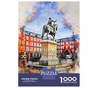 Rompecabezas De 1000 Piezas para Adultos Madrid in Watercolor Rompecabezas para Adultos Juego De Ingenio Análisis Y Lógica Cumpleaños Y Navidad 70x50cm/1000pcs