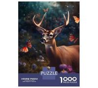 Rompecabezas De 1000 Piezas para Adultos Magical Deer Butterflies Rompecabezas para Adultos Juego Práctico Ensamblaje De Patrones Difícil Y Desafiante 70x50cm/1000pcs
