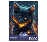 Rompecabezas De 1000 Piezas para Adultos Magical Grey Cat Glowing Rompecabezas para Adultos Juegos Familiares para La Diversión Familiar Regalo De Cumpleaños, Regalos, 38x26cm/1000pcs