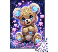 Rompecabezas De 1000 Piezas para Adultos Magical Teddy Bear with Hearts Rompecabezas para Adultos Juegos Familiares Que Mejoran La Memoria Interacción Entre Padres E Hijos 52x38cm/1000pcs