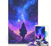 Rompecabezas de 1000 Piezas para Adultos Mago Caminando bajo un Cielo Estrellado con un bastón Luminoso Juguete Educativo Ideal para Relajarse intelectualmente Colección de Artistas Bellas Artes