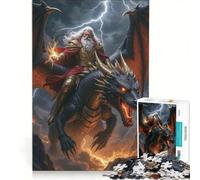 Rompecabezas de 1000 Piezas para Adultos Mago Montando un dragón en una tormenta Juegos Familiares Corte de precisión Colección de Artistas Bellas Artes 50x75cm