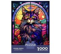 Rompecabezas De 1000 Piezas para Adultos Maine Coon Pop Art Stained Rompecabezas para Adolescentes Juguetes Antiestrés Desafío Difícil Actividades Divertidas En Casa 38x26cm/1000pcs
