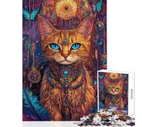 Rompecabezas de 1000 Piezas para Adultos Majestad Felina Encantada - Juego Interactivo Que Mejora la Memoria y es antiestrés Colección de Artistas Bellas Artes (38x26cm)