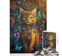 Rompecabezas de 1000 Piezas para Adultos Majestad Felina Encantada Juegos Divertidos para Adultos Ideales para Pasar el Tiempo en casa Difícil y desafiante (Tamaño 38x26cm)