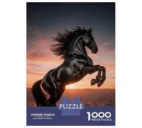 Rompecabezas De 1000 Piezas para Adultos Majestic Black Horse Rearing at Sunset Rompecabezas para Adultos Juguete Decoración De Pared Regalos para Mujeres para Cumpleaños, Navidad 70x50cm/1000pcs