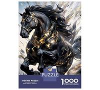 Rompecabezas De 1000 Piezas para Adultos Majestic Black Horse Rompecabezas para Adultos Juego Familiar Alivia El Estrés Difícil Y Desafiante 38x26cm/1000pcs