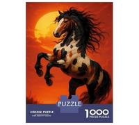 Rompecabezas De 1000 Piezas para Adultos Majestic Horse Rearing Under A Fiery Sky Rompecabezas para Adultos Juegos Familiares Regalo De Cumpleaños Cumpleaños Y Navidad 38x26cm/1000