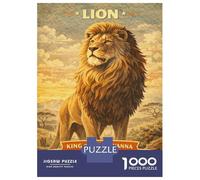 Rompecabezas De 1000 Piezas para Adultos Majestic Lion King of The Savanna Rompecabezas para Adultos Juguetes Antiestrés Patrón De Ensamblaje Cumpleaños 52x38cm/1000pcs