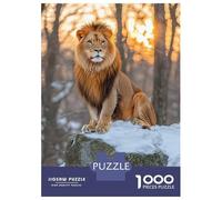 Rompecabezas De 1000 Piezas para Adultos Majestic Lion on Snowy Rock Rompecabezas para Adultos Juegos Familiares Patrón De Montaje 70x50cm/1000pcs