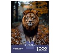 Rompecabezas De 1000 Piezas para Adultos Majestic Lion Walking Through Autumn Forest Rompecabezas para Adultos Juegos Familiares Patrón De Montaje 52x38cm/1000pcs