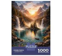 Rompecabezas De 1000 Piezas para Adultos Majestic Mountain Waterfall Landscape Rompecabezas para Adultos Juego Práctico Ensamblaje De Patrones Desafiante De Completar 52x38cm/1000pcs