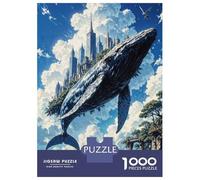 Rompecabezas De 1000 Piezas para Adultos Majestic Sky Whale Carrying A Floating City Above A Coastal Metropolis Rompecabezas Antiestrés Juguetes Difíciles Cumpleaños Y Navidad 38x2