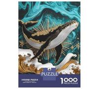 Rompecabezas De 1000 Piezas para Adultos Majestic Whale in Golden Waves Rompecabezas De Juguete Decoración De Pared Una Obra De Arte Cumpleaños Y Navidad 38x26cm/1000pcs