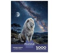 Rompecabezas De 1000 Piezas para Adultos Majestic White Lion Under The Milky Way Rompecabezas para Adultos Juegos Familiares Patrón De Montaje 38x26cm/1000pcs
