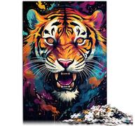 Rompecabezas de 1000 piezas para adultos, majestuosa pintura de tigre, juegos divertidos de 19.7 x 29.5 pulgadas, regalos secretos de Papá Noel para adolescentes de 14 años en adelante