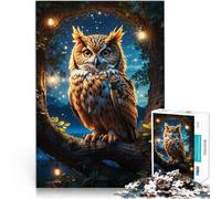 Rompecabezas de 1000 Piezas para Adultos Majestuosidad de la Perca del búho en la Luna Desafiante Difícil Obra de Arte 75x50cm
