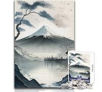 Rompecabezas de 1000 Piezas para Adultos, majestuoso Monte Fuji, Disfrute de Horas de Tranquilidad y Tranquilidad, Corte Limpio, Juguete Artesanal Duradero, tamaño 38x52cm